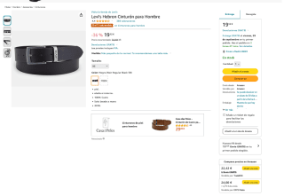 Cinturón Levi's Hebron cuero para Hombre por 19,12€