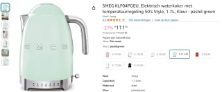 SMEG KLF04PGEU waterkoker 1,7L voor €111,30 bij Amazon.nl