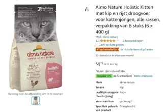 [Prijsfout?] 2,4 kg Almo Nature Holistic Kitten met kip en rijst voor €4,79 bij Amazon