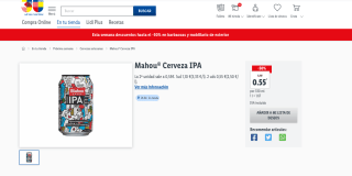 Cerveza Mahou IPA a tan solo 0,55€