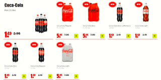 Alle varianten Coca-Cola 1,5 Ltr voor € 1,49 bij Dirk