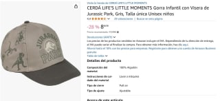 Gorra Infantil con Visera de Jurassic Park, Gris, Talla única popr 8,64€