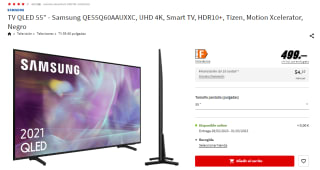 Televisión QLED 55 pulgadas Samsung QE55Q60AAUXXC, UHD 4K por 489€