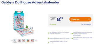 Gabby's Dollhouse Adventskalender voor €8,99 bij Trekpleister