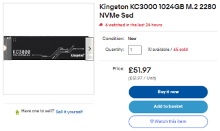 Gather 1TB of Kingston KC3000 M.2 2280 Gen4 NVMe SSD from eBay for £44.17