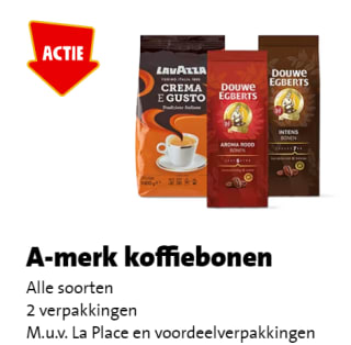 Alle A-merk koffiebonen 2e voor de halve prijs bij de Jumbo