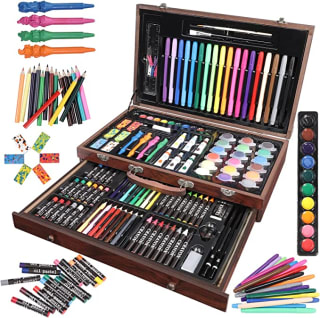 123 Piezas Set de Pintura, Caja de Madera Elegante. Por 30,09€
