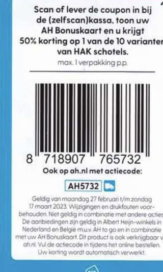 €0,50 verdienen met HAK uit de oven ( Cashback + Allerhande )