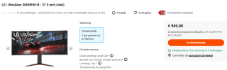 LG 38GN950P-B computer monitor 96,5 cm (38") voor €949 bij Krefel