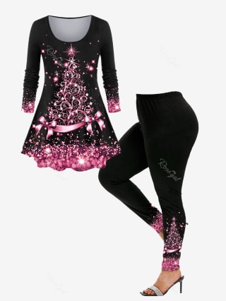 Camiseta con estampado y leggings por $36,99 en RoseGal