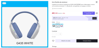 auriculares inalámbricos G435 LIGHTSPEED de la marca Logitech por 77,17€