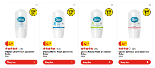 Alle varianten Odorex deodorantrollers voor €1 per stuk bij Kruidvat
