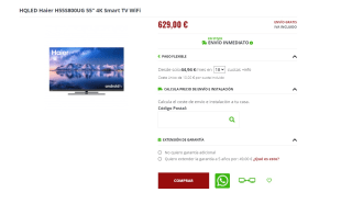 Smart tv TV HQLED 55"-marca Haier S8 Series H55S800UG por 629€
