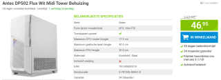 Antec DP502 Flux Wit Midi Tower Behuizing voor €46,95 bij Megekko
