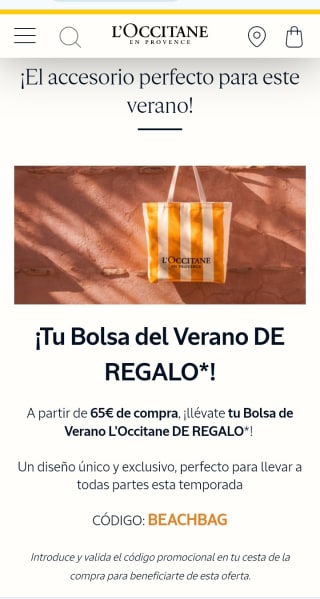 Regalo Bolsa de verano con compra en L'Occitane.