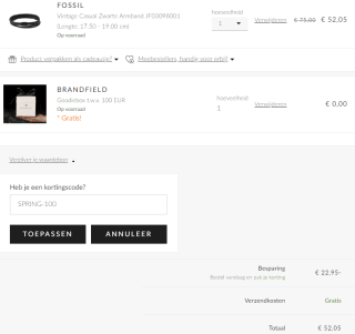 Gratis Goodiebox t.w.v. €100 bij besteding vanaf €50 bij Brandfield