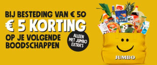 €5 korting bij besteding van €50 bij de Jumbo