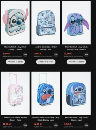 Rebajas hasta 80% descuento Disney ropa, calzado y accesorios Stitch y más