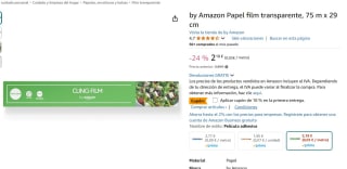Amazon Papel film transparente, 75 m x 29 cm por 1,96€