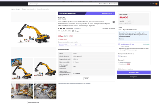 LEGO 60420 City Excavadora de Obra Amarilla Set de Construcción de Perforadora por 40€