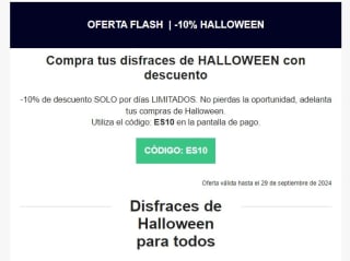 10% de descuento en disfraces de Halloween desde Dondisfraz