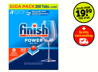 Finish Powerball All-In-1 Vaatwastabletten 2 x 100 stuks voor €19,99 bij Kruidvat