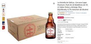 24 botellines La Estrella de Galicia Cerveza Lager Premium 33 cl por 20,35€
