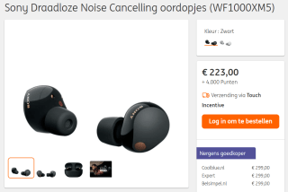 Sony WF-1000XM5 - Volledig draadloze oordopjes met Noise Cancelling voor €223 + 4000 ING punten