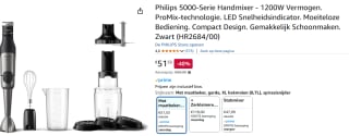 Philips 5000-serie Staafmixer voor €51,53 bij Amazon
