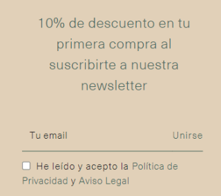 10% dto por suscribirte a la newsletter