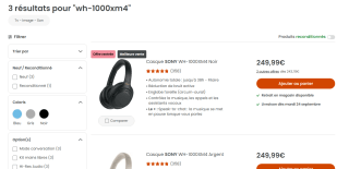 Casque SONY WH-1000XM4 Noir à 249,99€