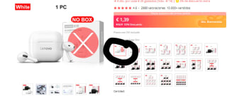 Lenovo Auriculares Bluetooth LP40 por 1,38€