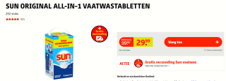 Sun Orginal - All-in-1 - vaatwastabletten - 252 stuks voor €29,99 bij Kruidvat