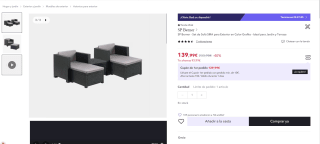 SP Berner Set de Sofá SIRA para Exterior por 139,99€ (cuenta nueva 129,99€)