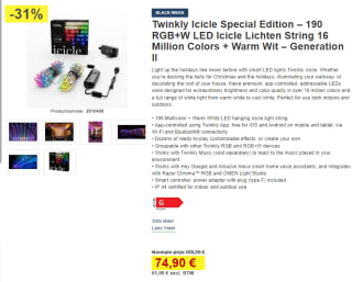 Twinkly Icicle (RGBW) voor €74,90 bij Proshop