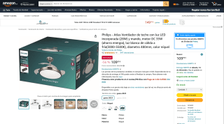 Ventilador con luz LED Philips Atlas por 109,99€