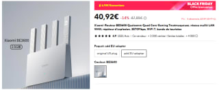 Routeur Wifi Xiaomi BE3600 - Wifi 7, Mesh, 2.5Gbps WAN, 3 ports Ethernet 1Gbps à 40,92€