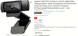 Logitech C920 HD Pro Webcam - Black voor €63,10 bij Amazon