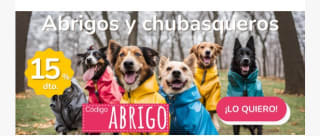 15% descuento en abrigos y chubasqueros para perros