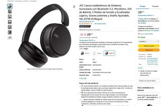 Cascos Inalámbricos JVC HA-Z37W-B Bluetooth 5.2 Micrófono 35h por solo 28,92€