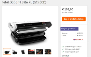 Tefal OptiGrill Elite XL GC760D - Contactgrill voor €149 + 2.000 ING rentepunten (na cashback)