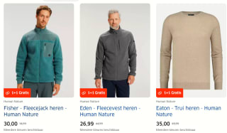 1+1 gratis op truien en vesten in de sale in de ANWB webwinkel
