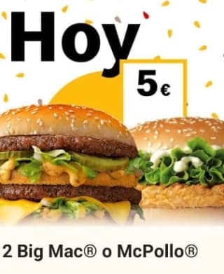 McDonalds 2 Big Mac o McPollo por solo 5€
