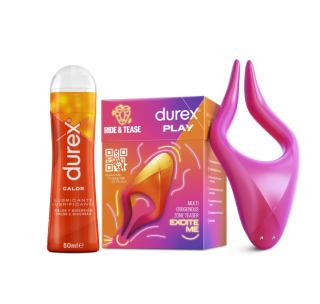 Durex Vibrador Estimulador Multi Uso RIDE & TEASE + Lubricante Efecto Calor 50 ml por solo 34,27€
