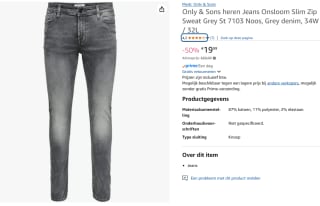 Only & Sons heren Jeans Onsloom Slim 34W / 32L voor €19,99 bij Amazon