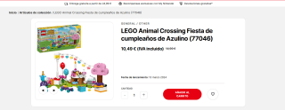 Set LEGO Animal Crossing Fiesta de cumpleaños de Azulino (77046) por 10,49€
