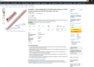 Pluma Schneider estilográfica Ceod Shiny color rosa con tinta azul a solo 9,45€