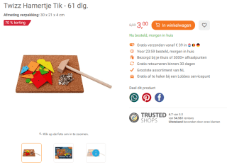 Twizz Hamertje Tik - 61 dlg. voor €3 bij Lobbes