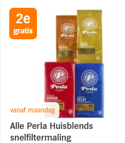 Alle Perla Huisblends snelfiltermaling 1+1 gratis bij de AH