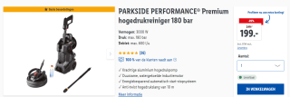 PARKSIDE PERFORMANCE Premium hogedrukreiniger 180 bar 3000 W voor €199 in de Lidl webshop